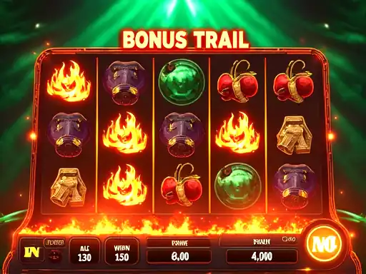 Bush Fire Bonus Trail pokie artwork at Woo Casino